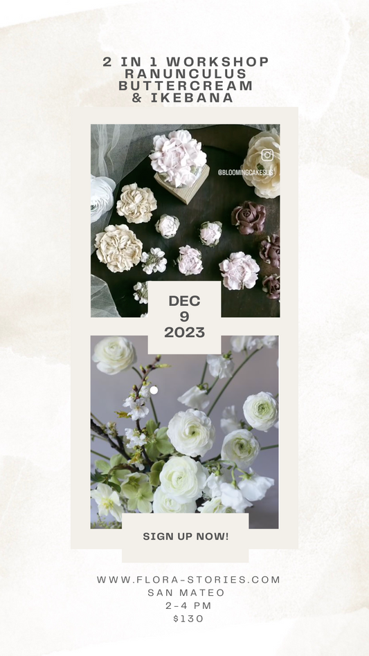 Ranunculus Buttercream Piping + Ikebana Inspired Floral Arrangements